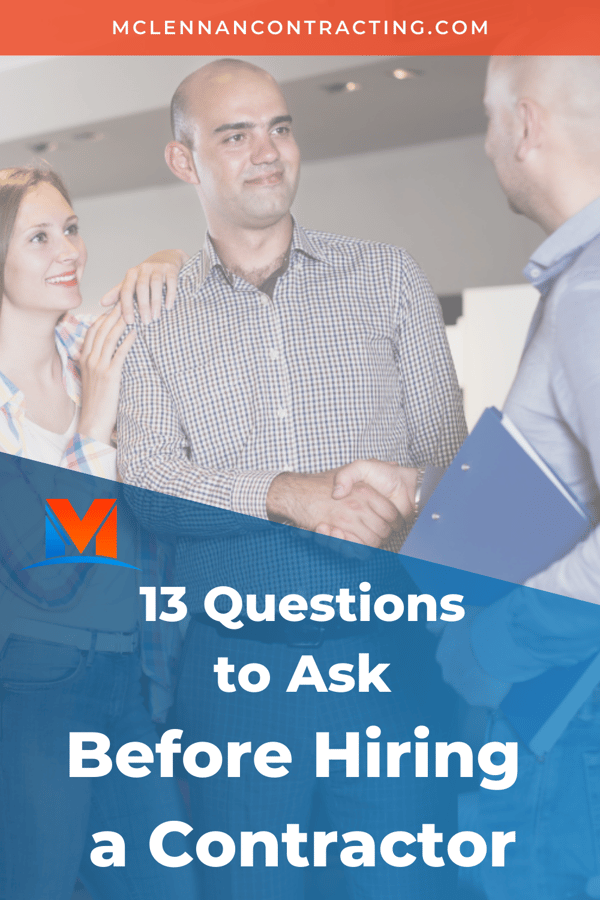 Pinterest image for blog post 13 Questions to Ask Before Hiring a Contractor