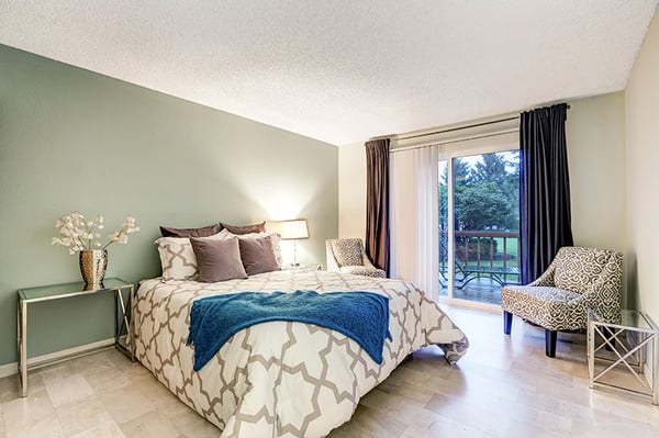 Freshly painted walls in bedroom remodel