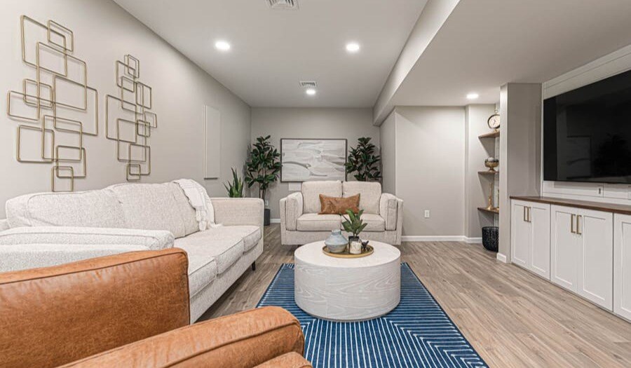 Lancaster, pa basement remodel with entertainment zone