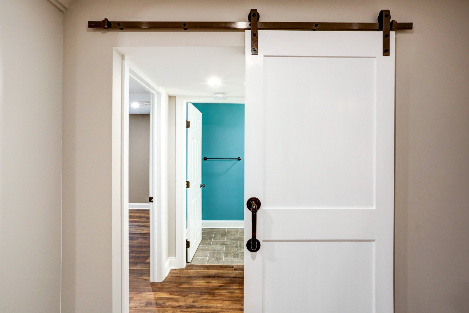 Lititz Basement Remodel with barn doors