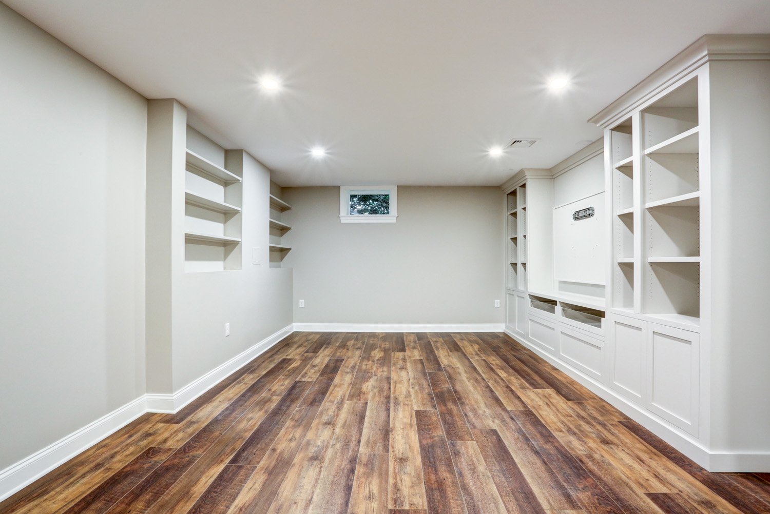 Lititz Basement Remodel with custom built ins