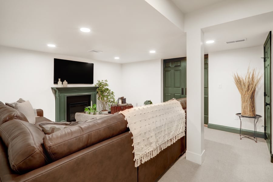 Lancaster Basement Remodel with carpet