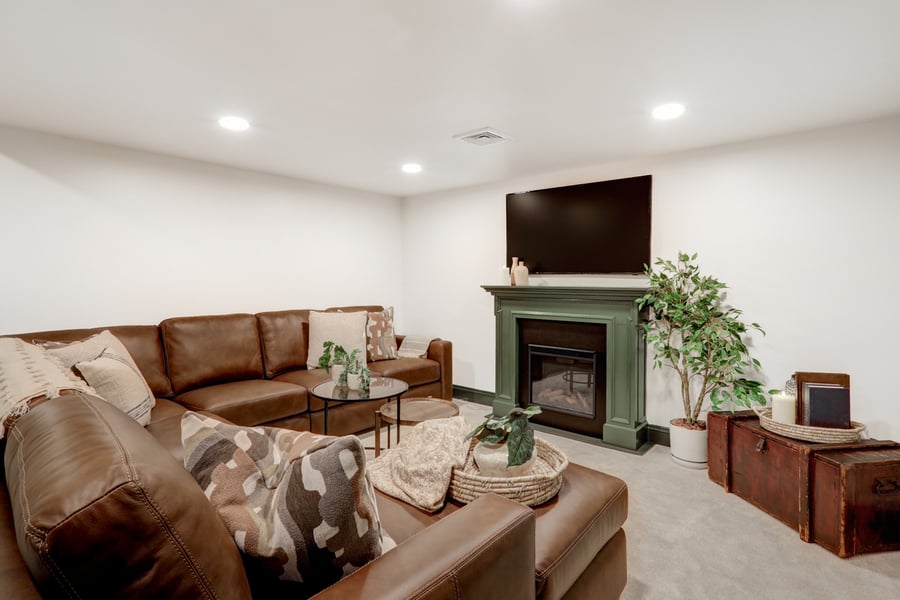 Lancaster Basement Remodel with fireplace