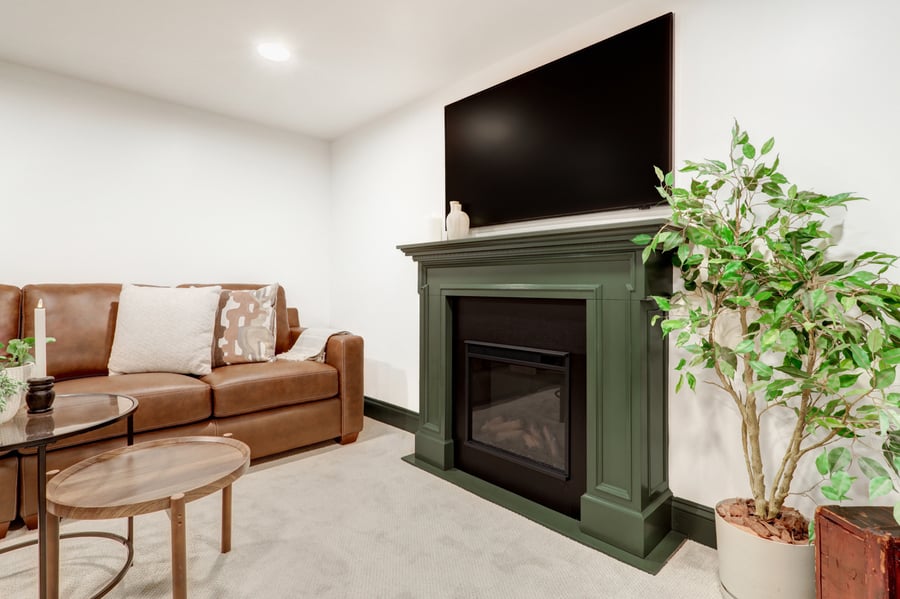 Fireplace in Lancaster Basement Remodel