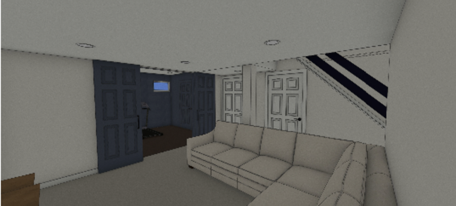 Lancaster Basement remodel designer rendering