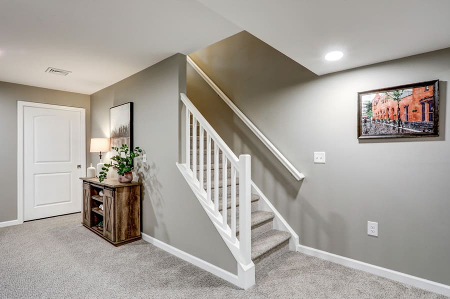 Lancaster Basement Remodel with carpeted stairs
