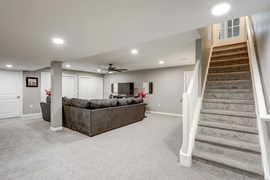 Lancaster Basement Remodel with carpet floors