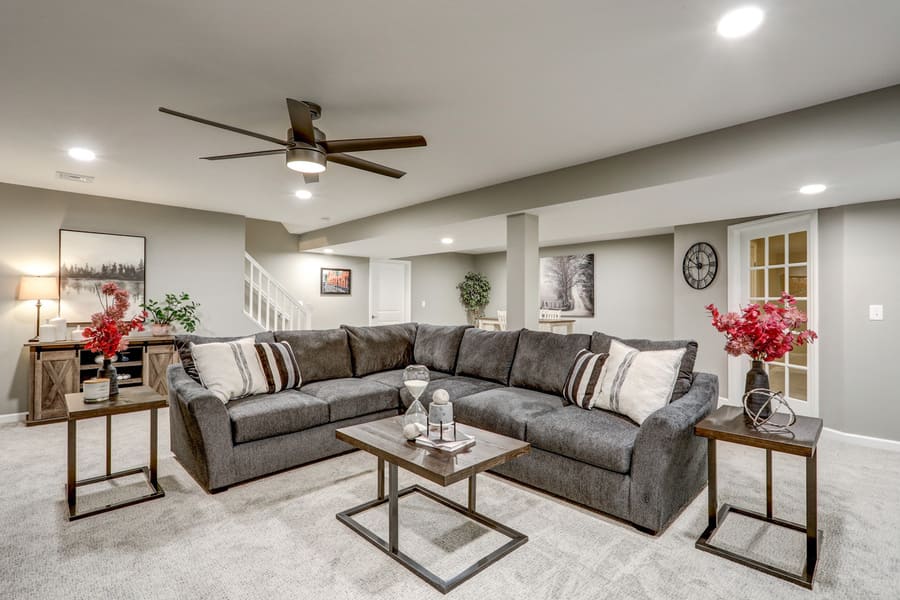 Lancaster Basement Remodel with carpet