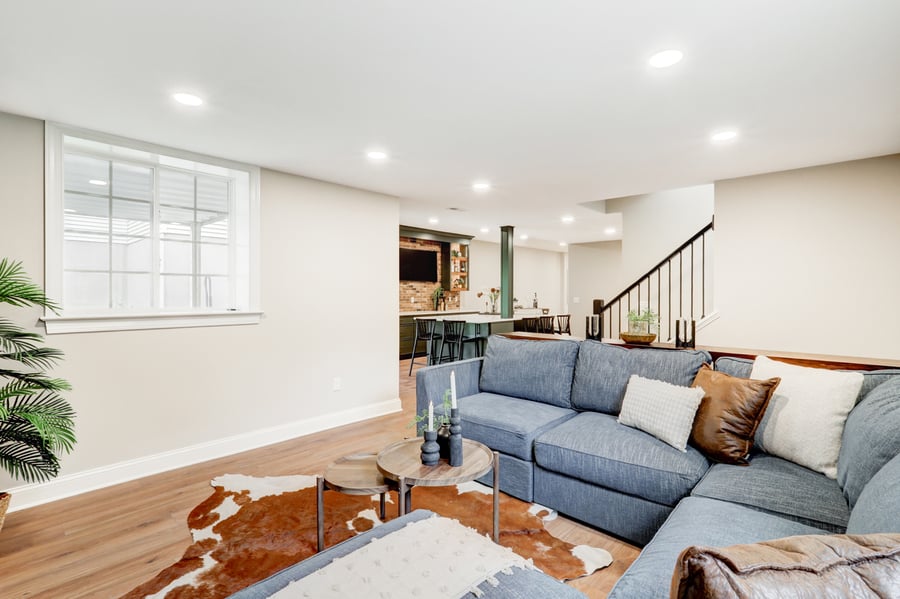 Living room in lancaster basement remodel