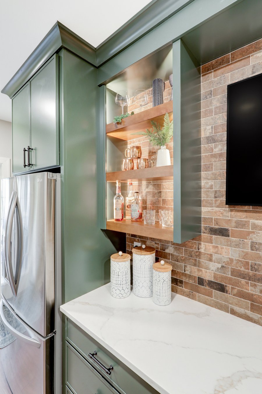 open shelves in lancaster basement remodel