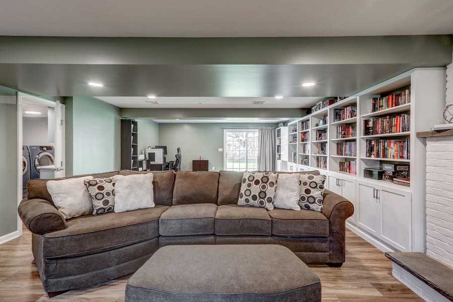 Lititz Basement Remodel with green paint