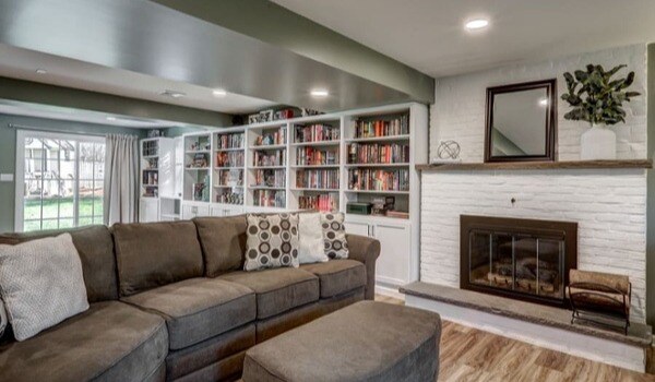 library built in book shelves in lancaster basement remodel