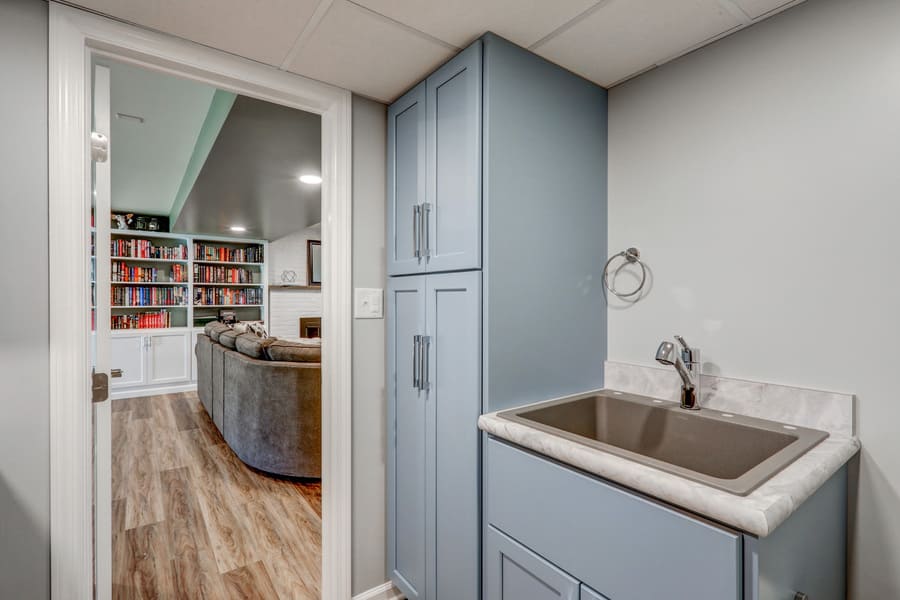 Lititz Basement Remodel with sink in laundry room