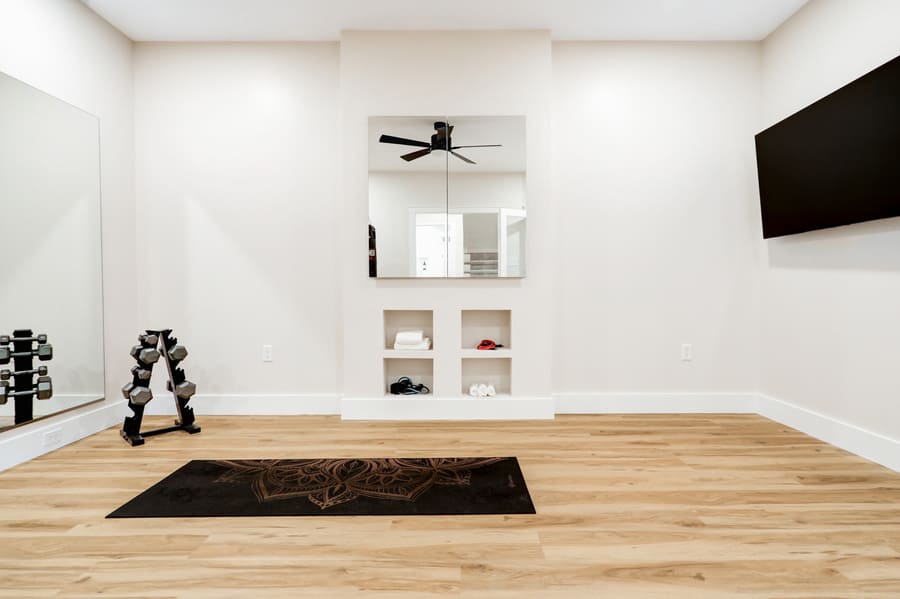 Mirrors in Lititz Basement Remodel workout area