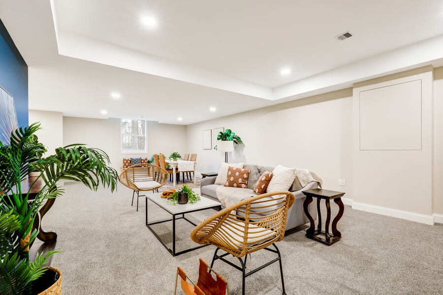 cozy living room in Manheim Township Basement Remodel