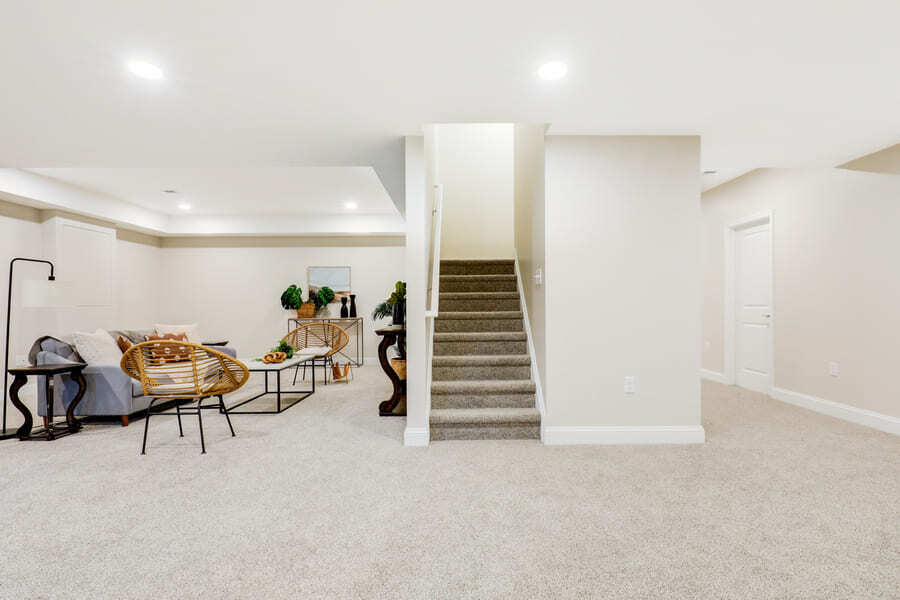 Manheim Township Basement Remodel with carpeted stairs