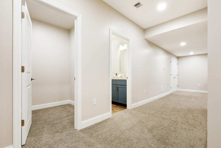 Storage closet and bathroom inManheim Township Basement Remodel