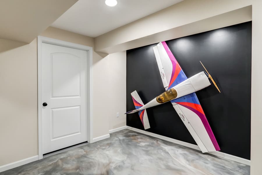model plan wall feature in elizabethtown basement remodel