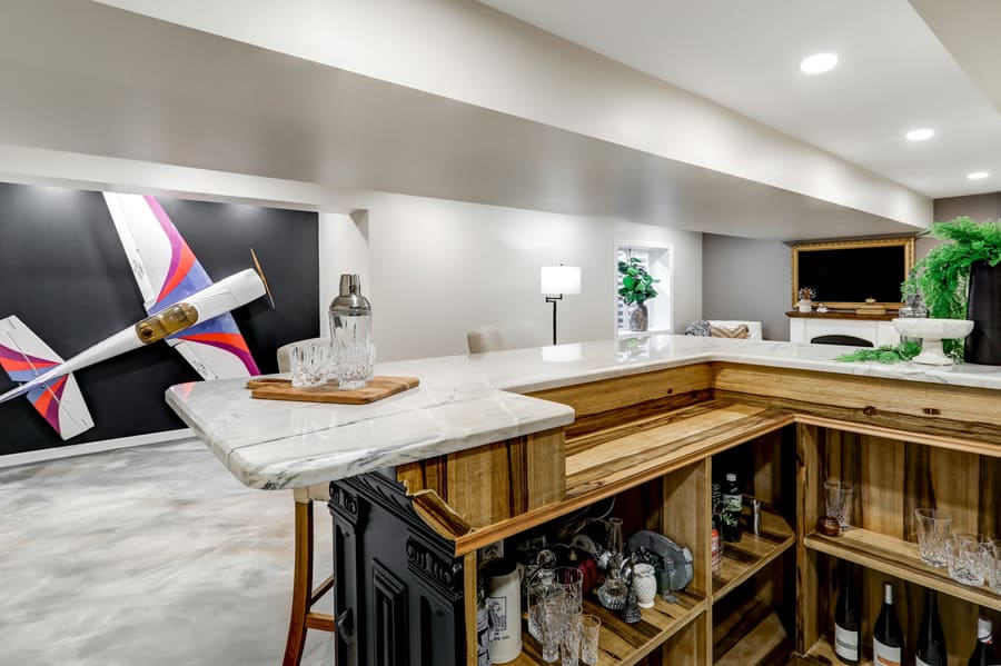 Elizabethtown Basement Remodel with important bar from egypt