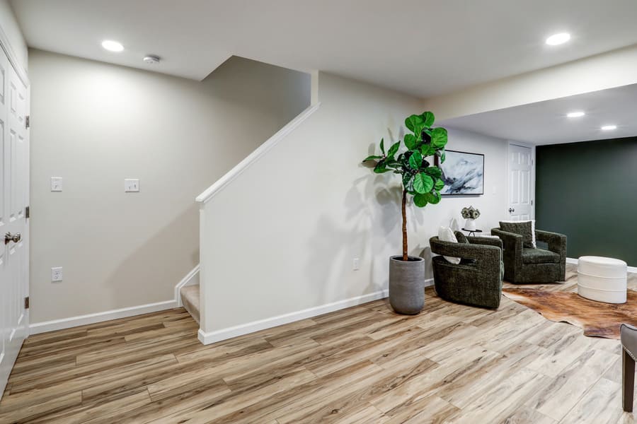 Manheim Basement Remodel with closed off stairs
