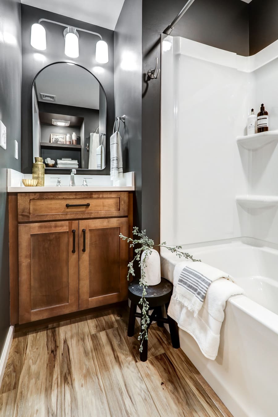 dark brown vanity in Manheim Basement bathroom addition