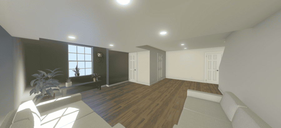 Manheim basement remodel design rendering
