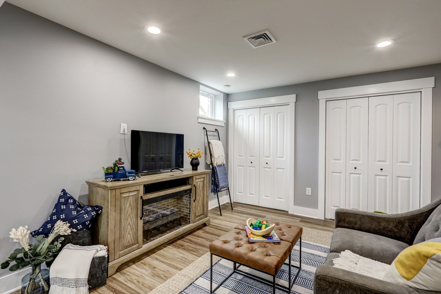 Lititz Basement Remodel with storage cloests