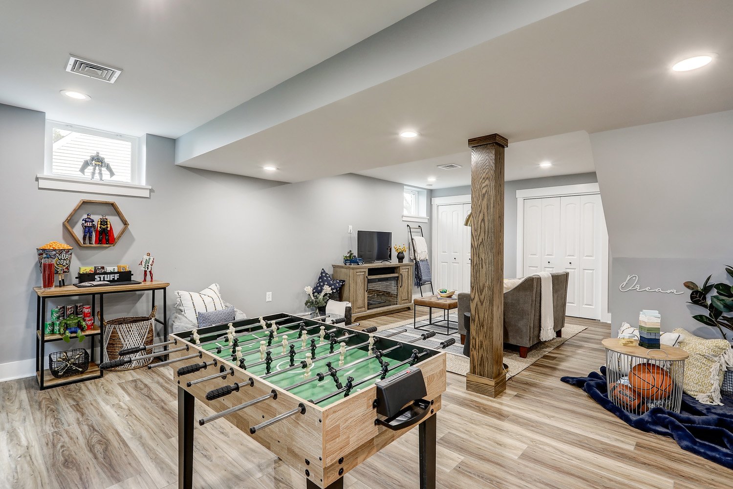 Lititz Basement Remodel with lvt flooring