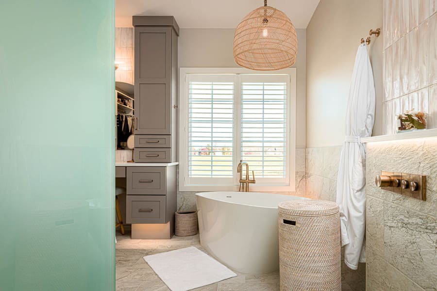 Lancaster Primary Bathroom Remodel with freestanding bathtub