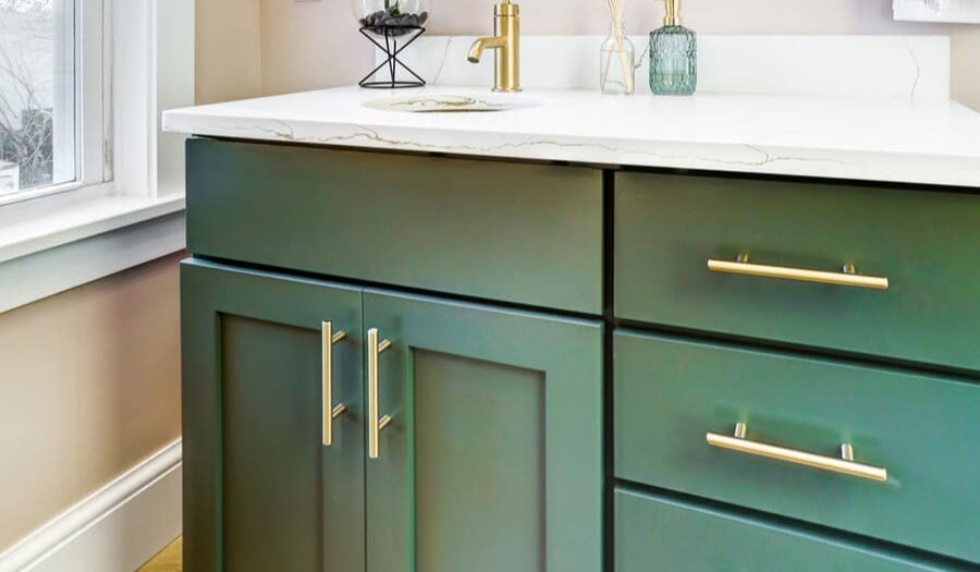 Champagne bronze hardware in lancaster pa bathroom remodel