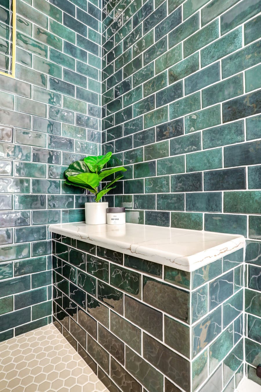 Lancaster Primary Bathroom Remodel with bench seat in shower