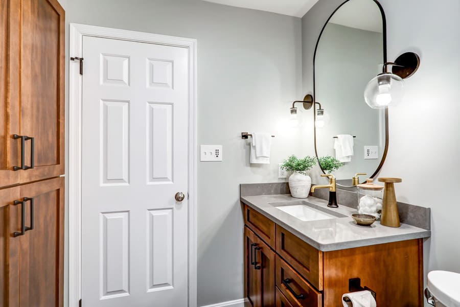 Lancaster Bathroom remodel with wood vanity