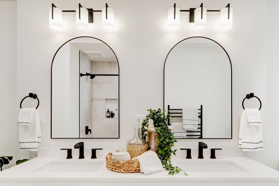 Lancaster Primary Bathroom Remodel with matte black accents