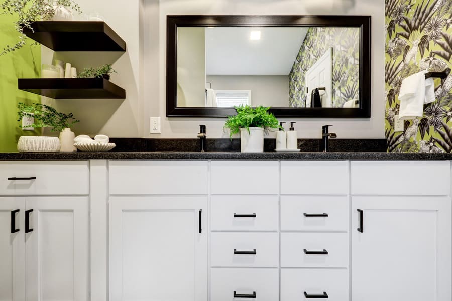 Lancaster Bathroom remodel with white cabinets