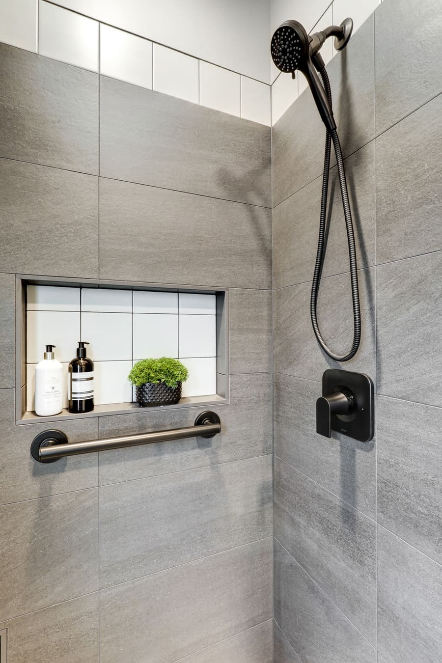 Lancaster Bathroom remodel with tile shower and niche