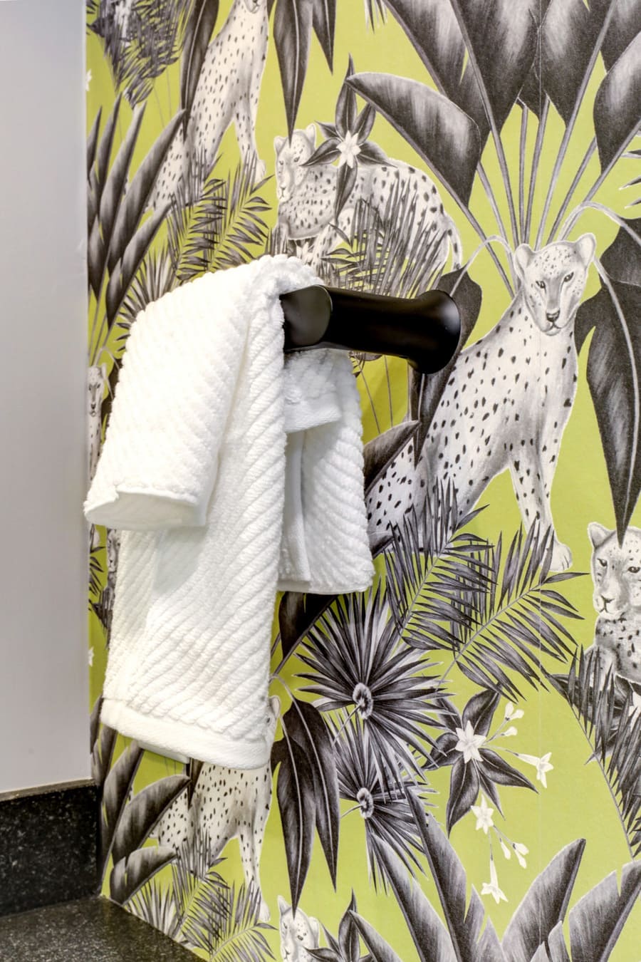 Lancaster Bathroom remodel with wallpaper and matte black fixtures