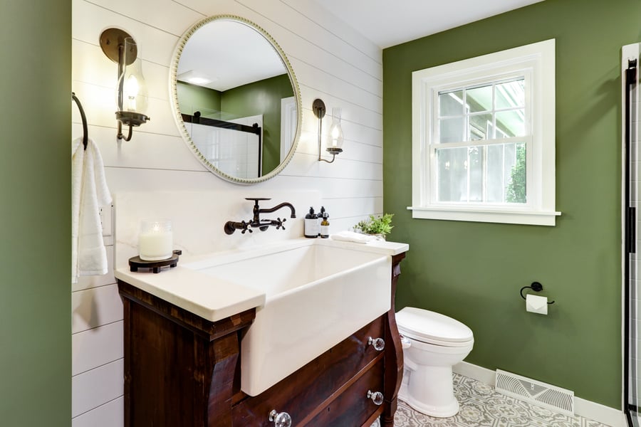 Landisville bathroom remodel with large farmsink