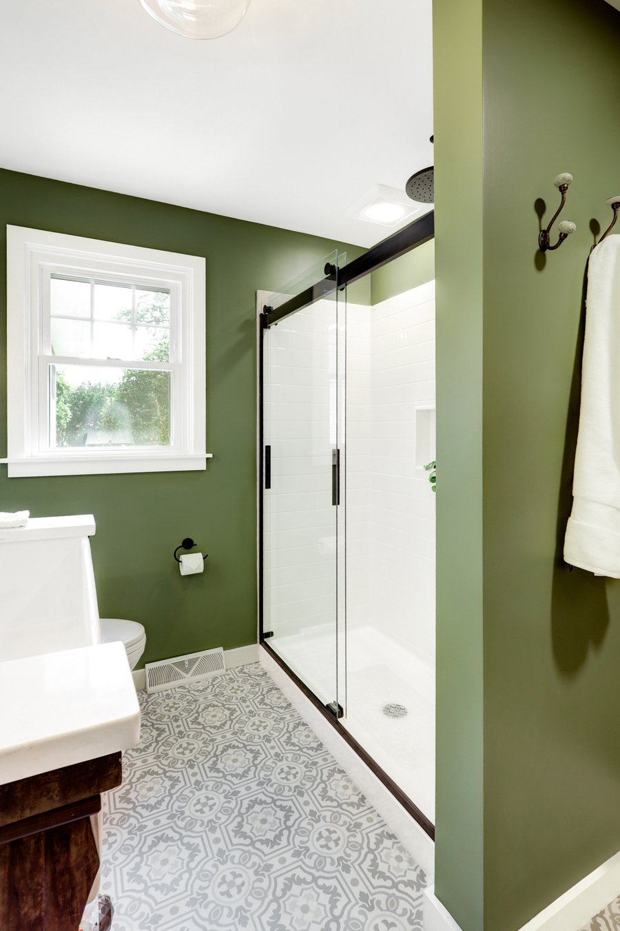 Landisville bathroom remodel with matte black accents