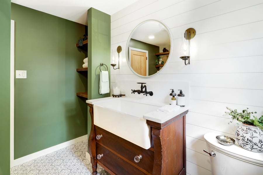 Landisville bathroom remodel with shiplap