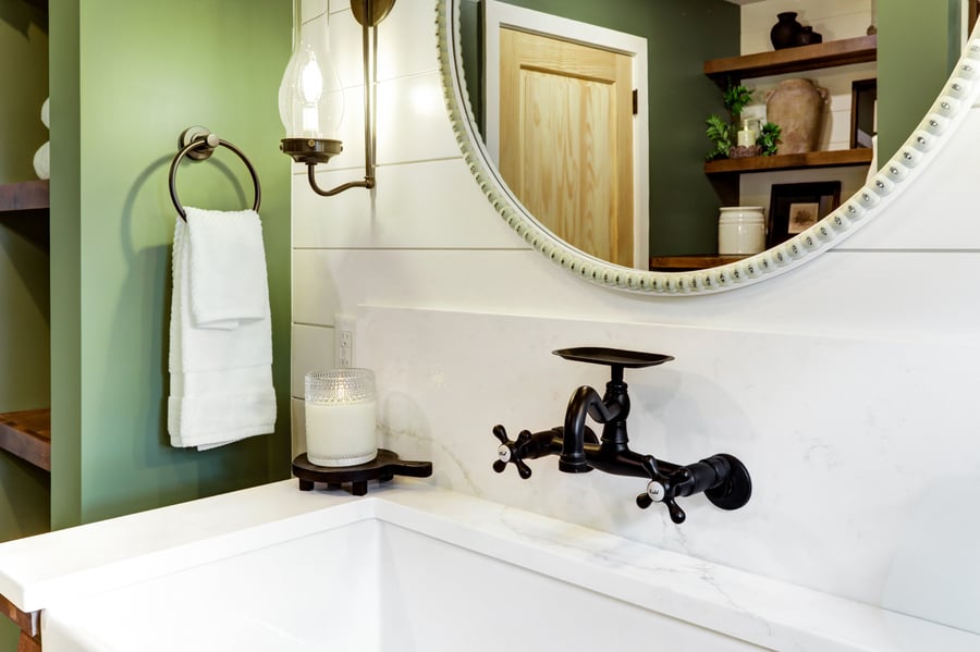 Landisville bathroom remodel with vintage fuacet