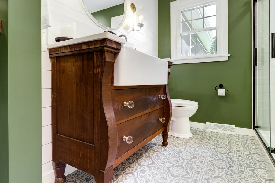 Landisville bathroom remodel with vintage vanity