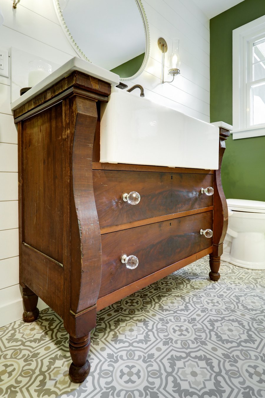 Landisville bathroom remodel with vintage freestanding vanity