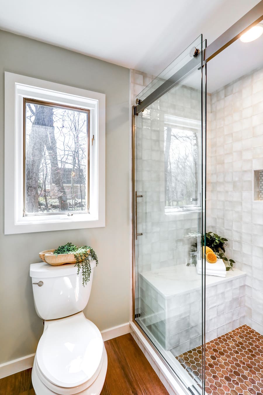 Lancaster Bathroom Remodel with sliding glass doors