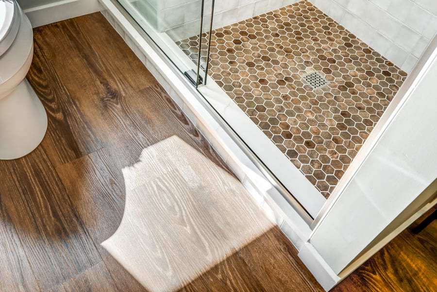 Lancaster Bathroom Remodel with stone shower floor