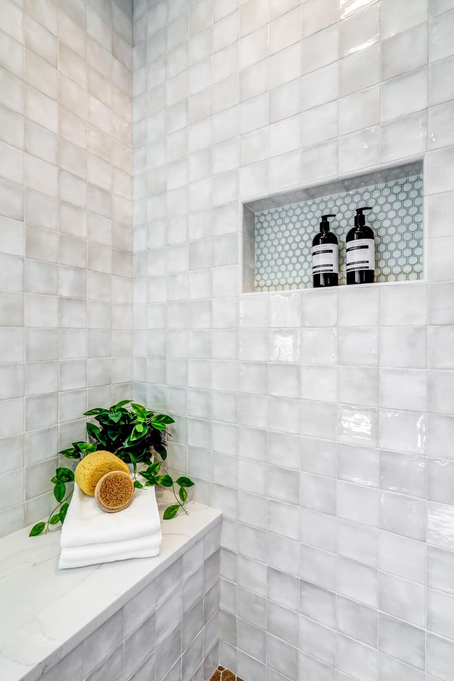 Lancaster Bathroom Remodel with bench seat in the shower