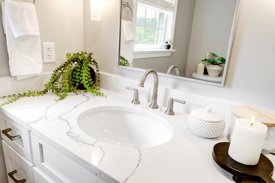 quartz countertop in lancaster bathroom remodel