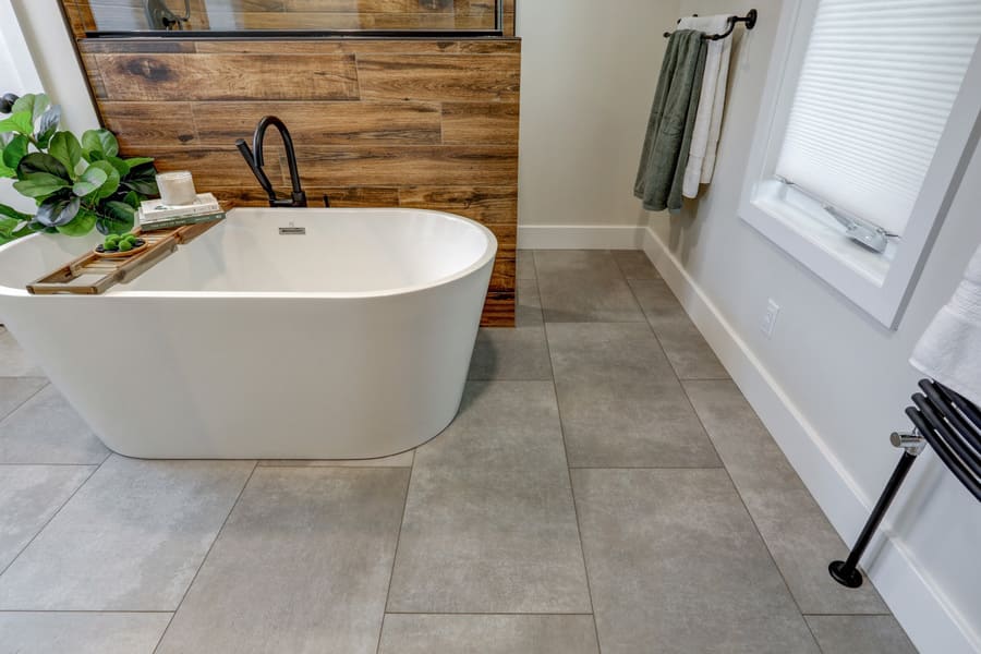 Lancaster Bathroom Remodel with concrete style flooring