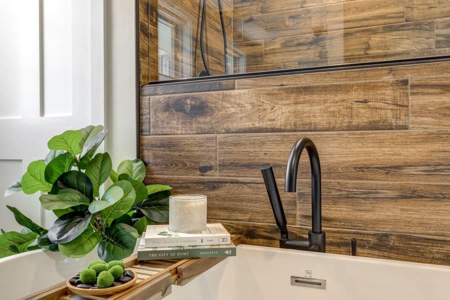 matte black tub faucet in Lancaster Bathroom Remodel