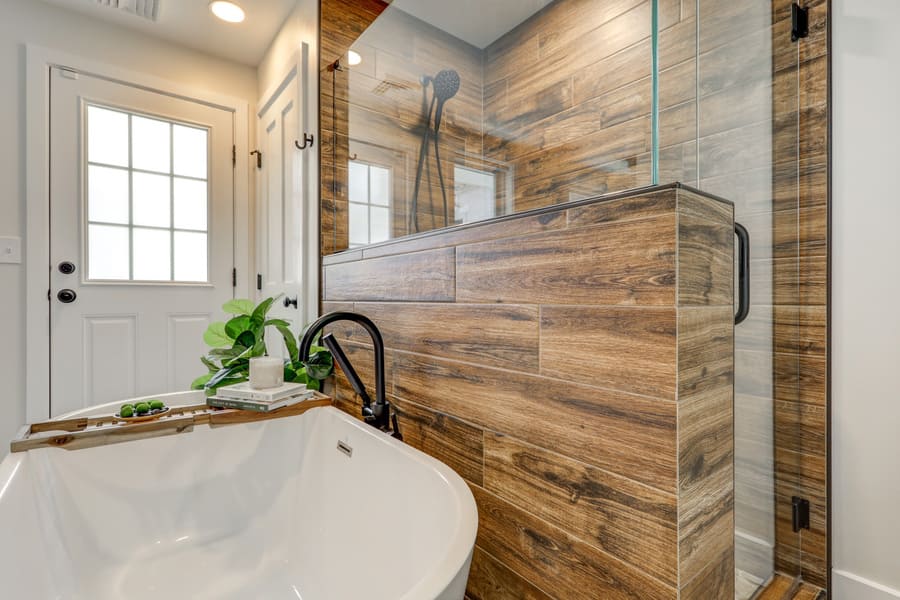 Wodo tile shower surround in Lancaster Bathroom Remodel