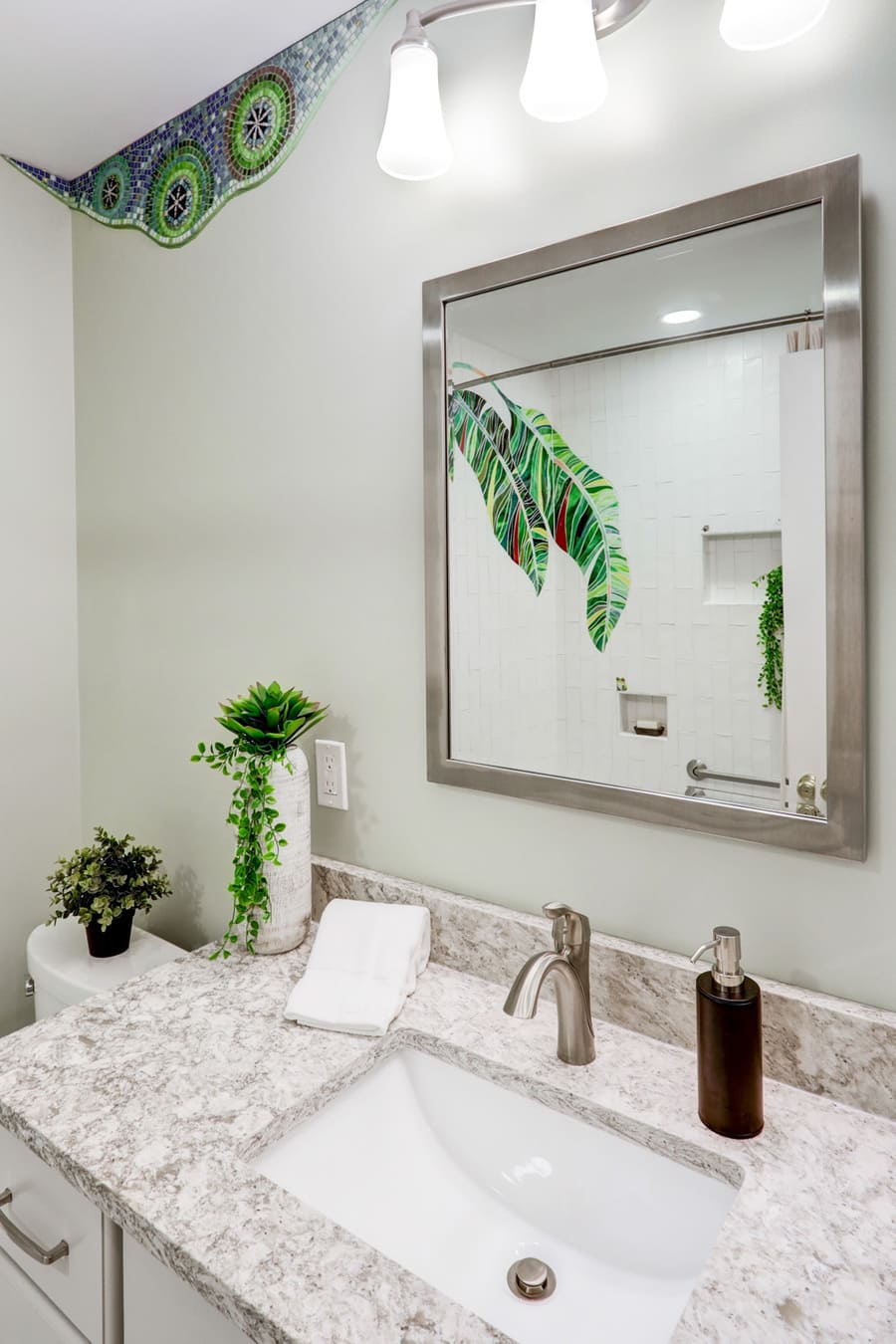 Lancaster Bathroom Remodel with mosaic tile art
